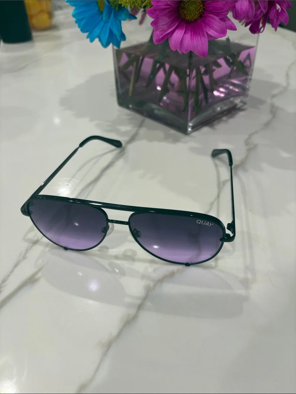 Quay Australia Aviator Sunglasses in Purple and Black
